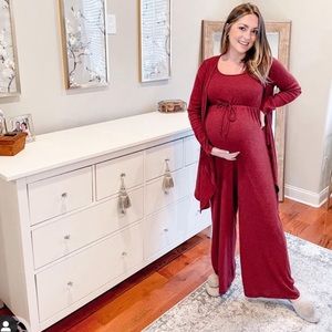 Burgundy Ribbed 2 Piece Maternity Set